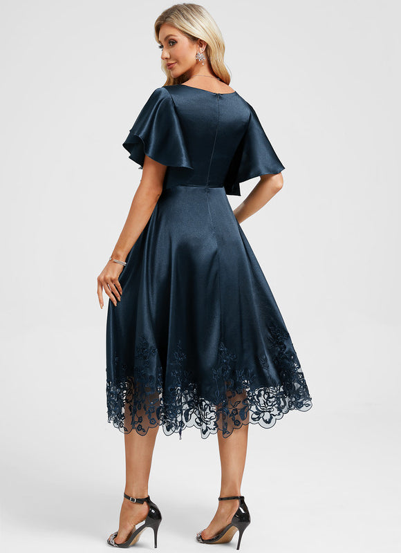 Robe Trapèze Élégante À Dentelle - gallery 6