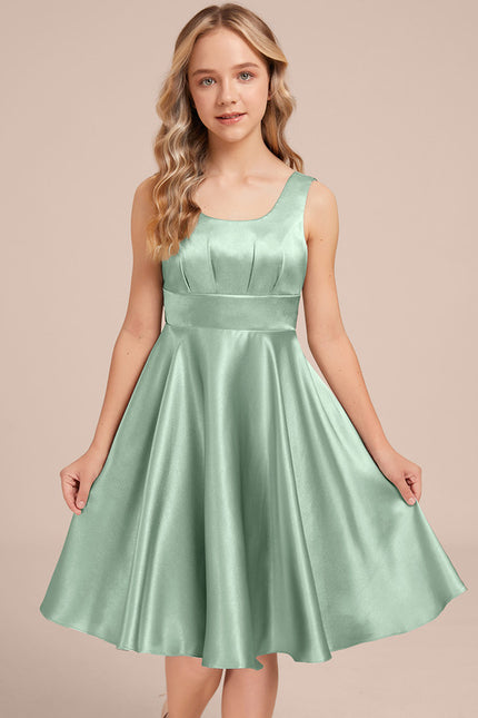 Robe Trapèze Satinée Menthe Douce - gallery 3