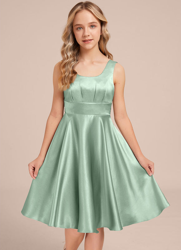 Robe Trapèze Satinée Menthe Douce - gallery 3
