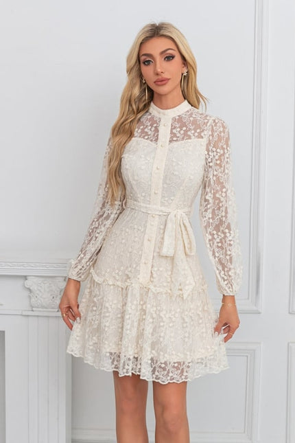 Robe Trapeze Col Montant - gallery 4