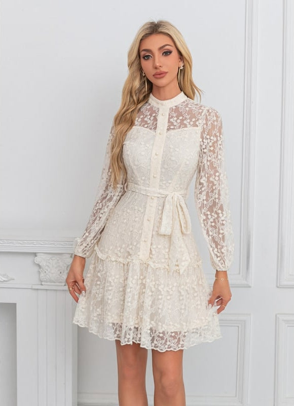 Robe Trapeze Col Montant - gallery 4