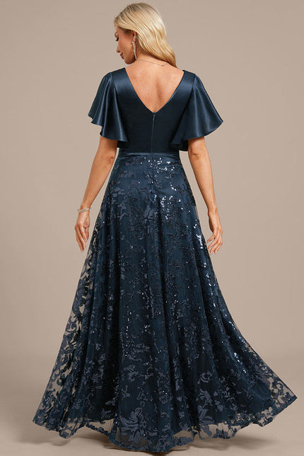 Robe Trapèze Satinée À Manches Flottantes - gallery 6