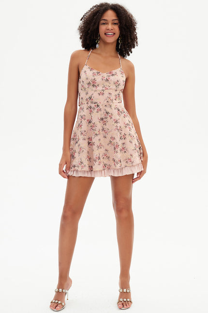 Robe Trapèze Verte Florale - gallery 4