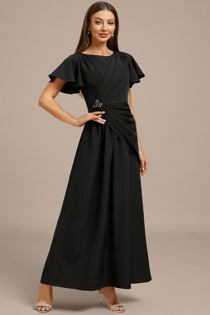 Robe Trapèze Élégante Noir Satiné - gallery 5
