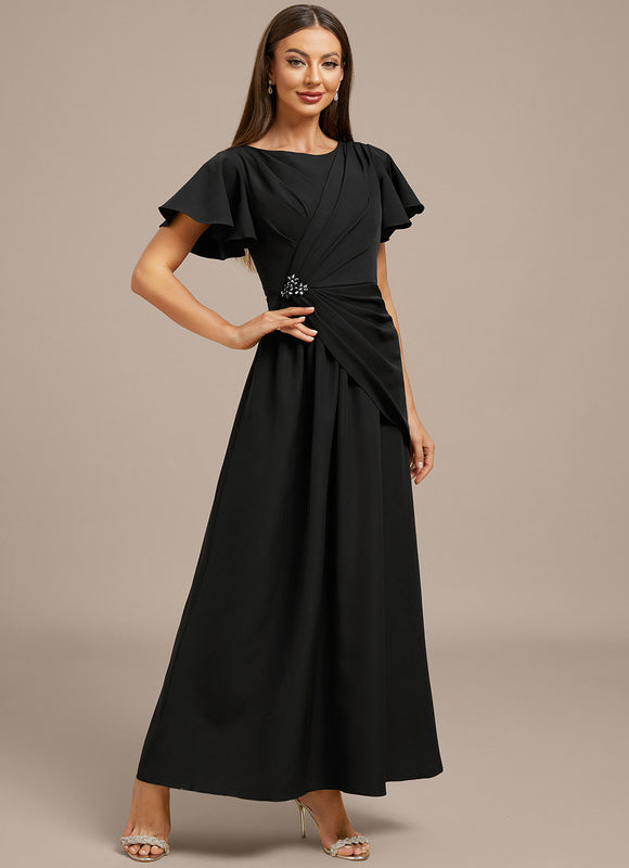 Robe Trapèze Élégante Noir Satiné - gallery 5