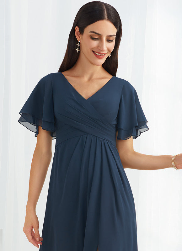 Robe Trapèze Longue Beige Élégante - gallery 1