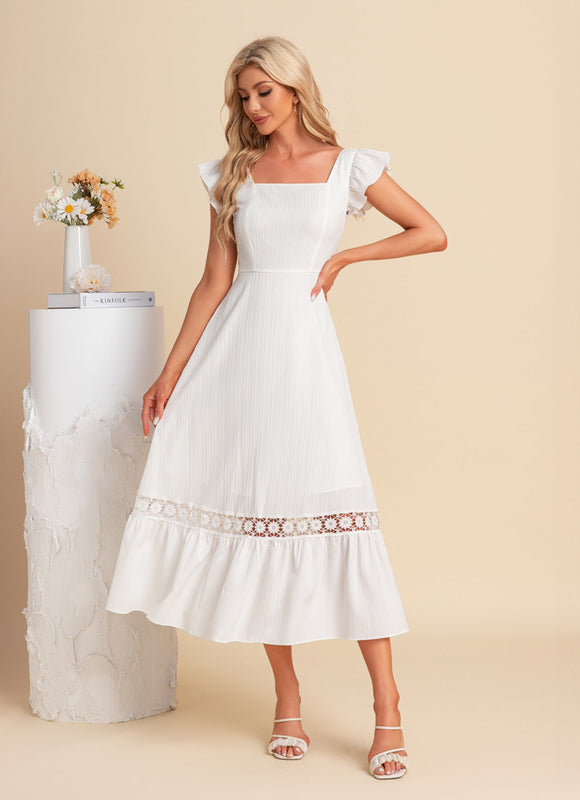 Robe Trapèze Flottante Blanche - gallery 6