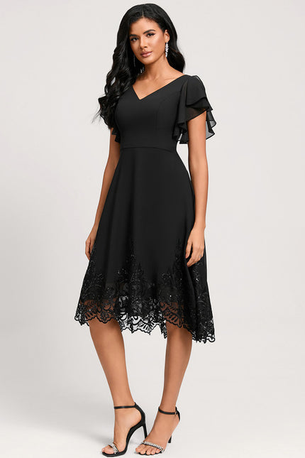 Robe Trapèze Chic Noir Dentelle
