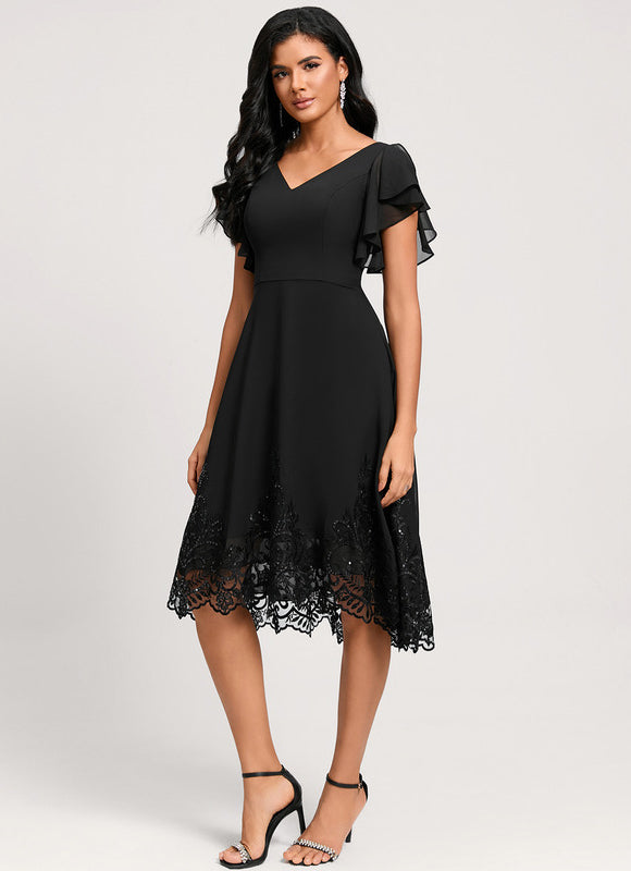 Robe Trapèze Chic Noir Dentelle