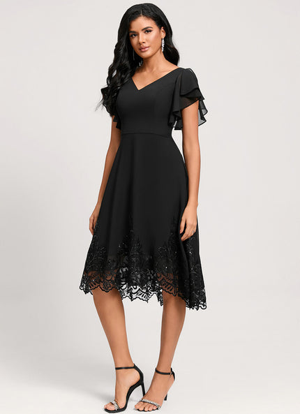 Robe Trapèze Chic Noir Dentelle