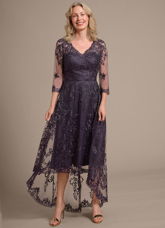 Robe Trapèze Dentelle Violetée - gallery 1