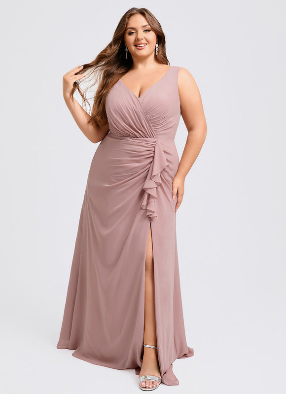 Robe Trapèze Longue Beige Élégante - gallery 7