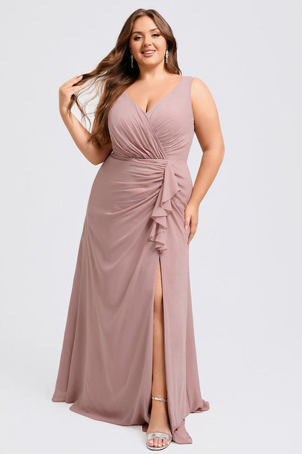 Robe Trapèze Longue Beige Élégante - gallery 7