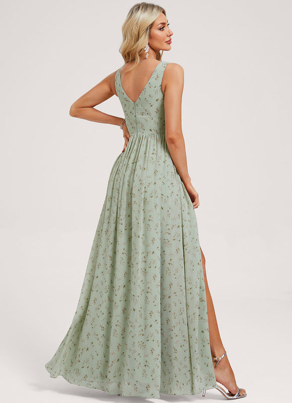 Robe Trapèze Longue Beige Élégante - gallery 4