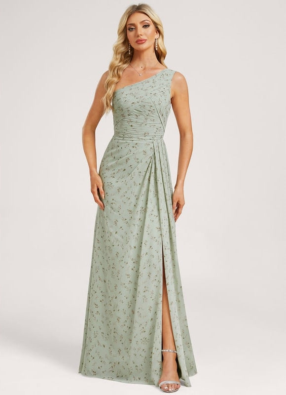 Robe Trapèze Asymétrique Beige - gallery 1