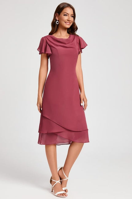 Robe Trapèze Satin Rosé - gallery 4