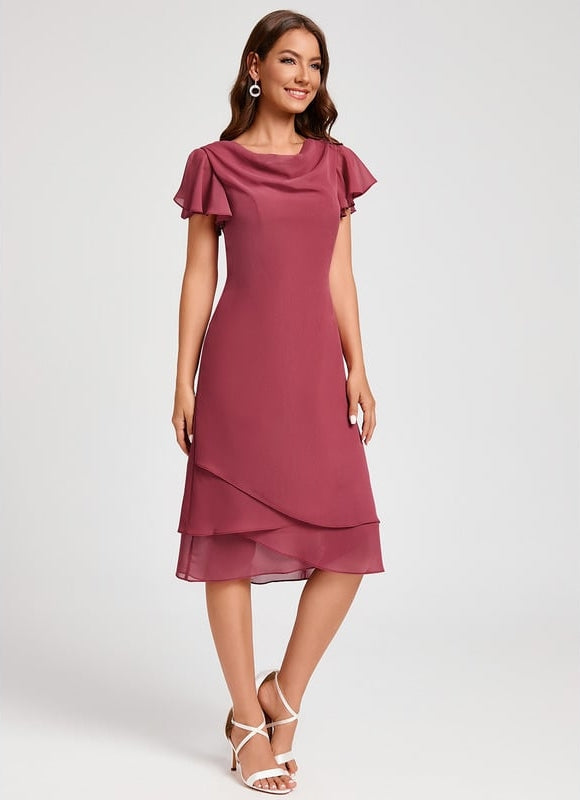 Robe Trapèze Satin Rosé - gallery 4