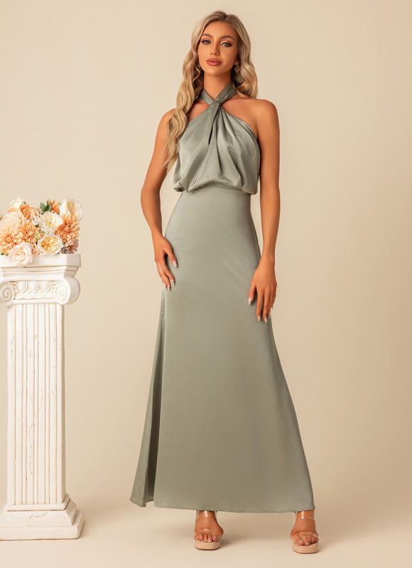 Robe Trapèze Satin Luxe Halter - gallery 3