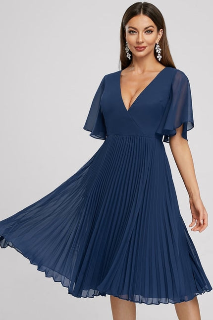 Robe Trapèze Nuit Marine Plissée