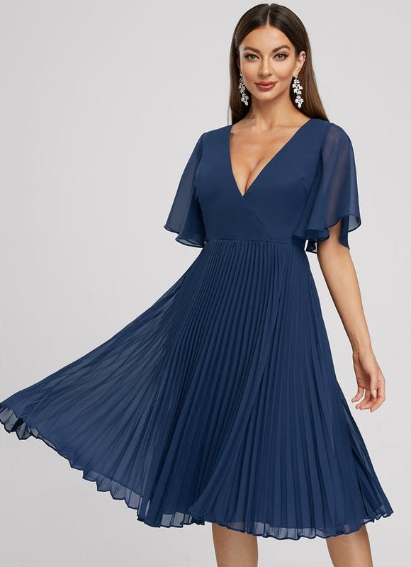 Robe Trapèze Nuit Marine Plissée