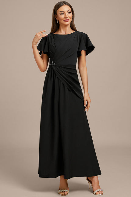 Robe Trapèze Élégante Noir Satiné - gallery 2