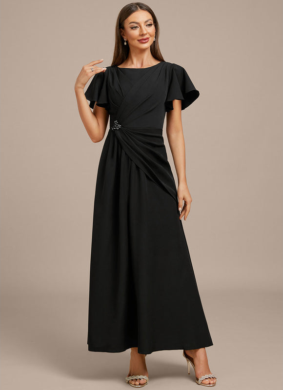 Robe Trapèze Élégante Noir Satiné - gallery 2