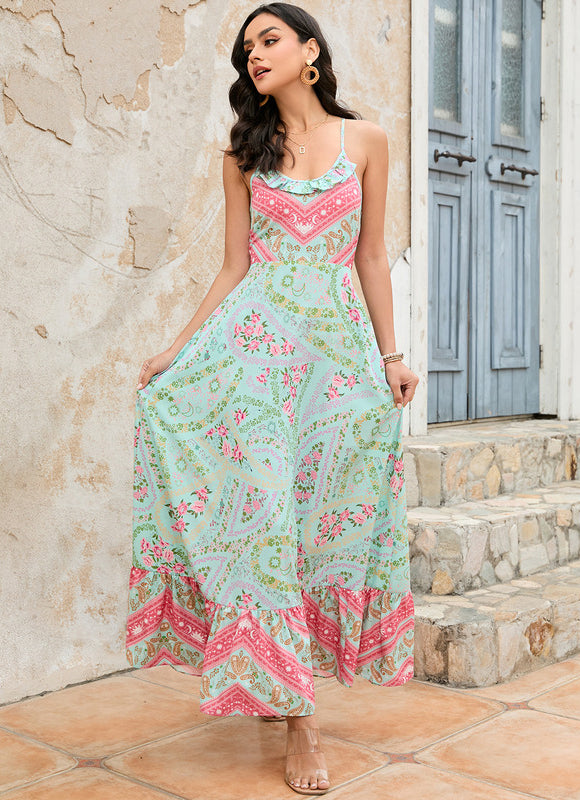 Robe Trapèze Fleurie Éclatante - gallery 1