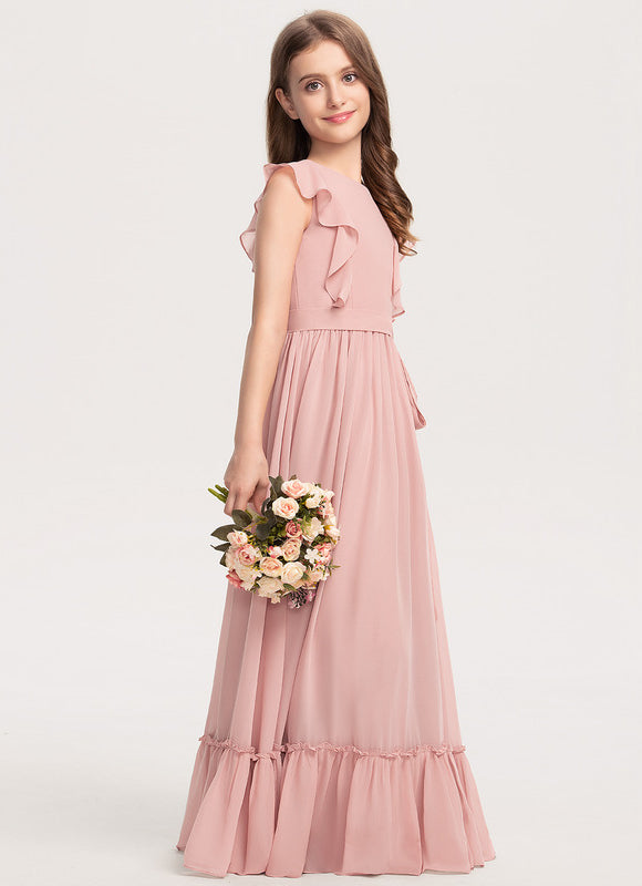 Robe Trapèze Rose Pastel Longue Mousseline - gallery 2