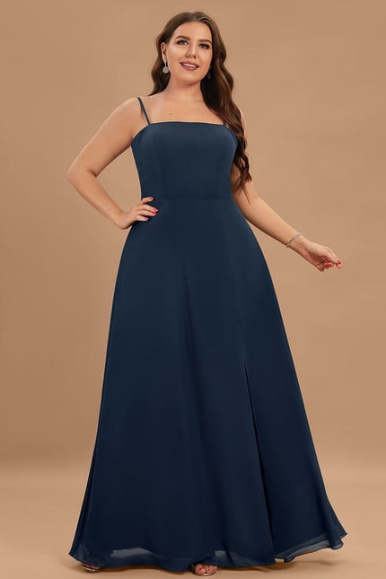 Robe Trapèze Bleue Soirée Longue Slit - gallery 8