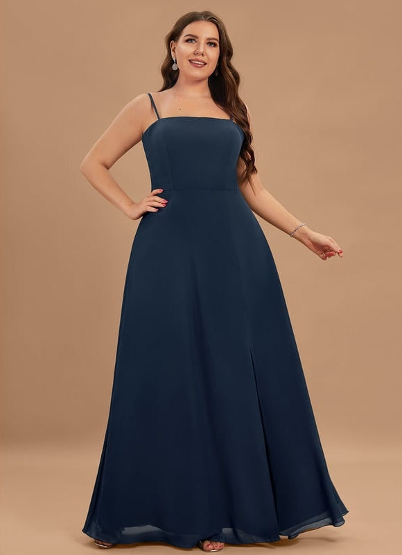Robe Trapèze Bleue Soirée Longue Slit - gallery 8