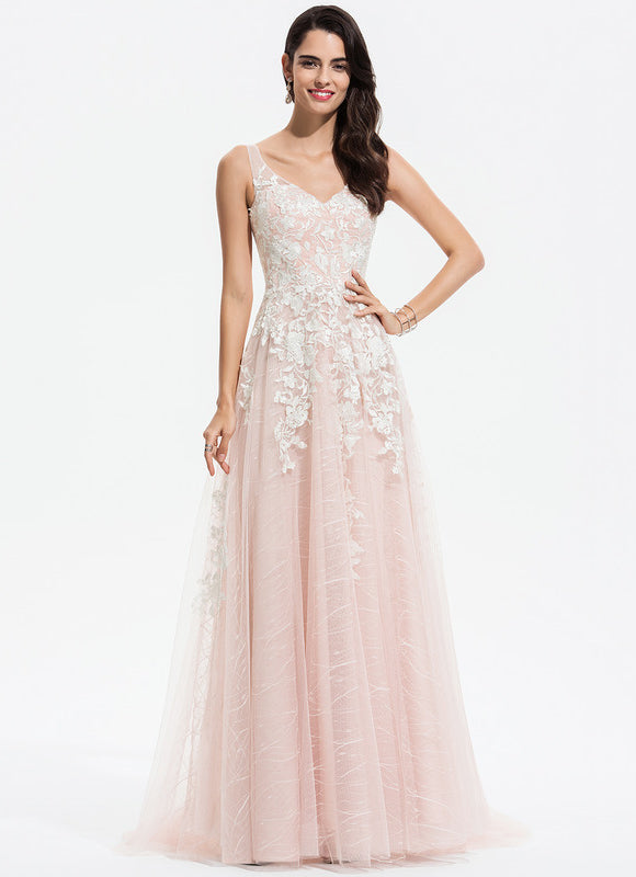 Robe Trapèze Blush Nude Avec Tulle - gallery 2