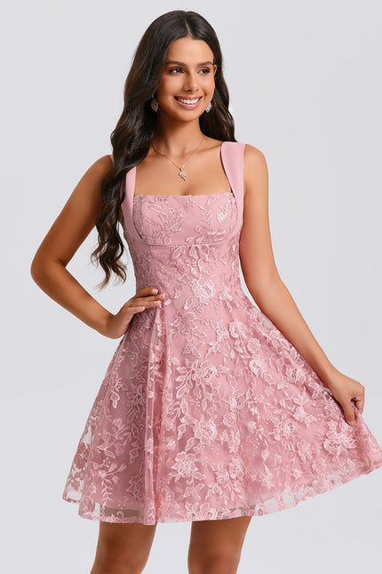 Robe Trapèze Rose Étoilée - gallery 4