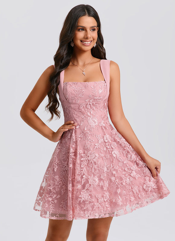 Robe Trapèze Rose Étoilée - gallery 4
