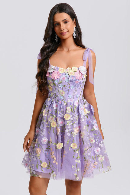 Robe Trapèze Fleurie Lavande - gallery 7