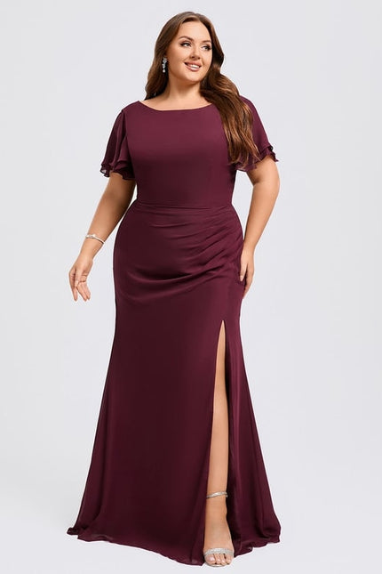 Robe Trapèze Bordeaux Fluide - gallery 9