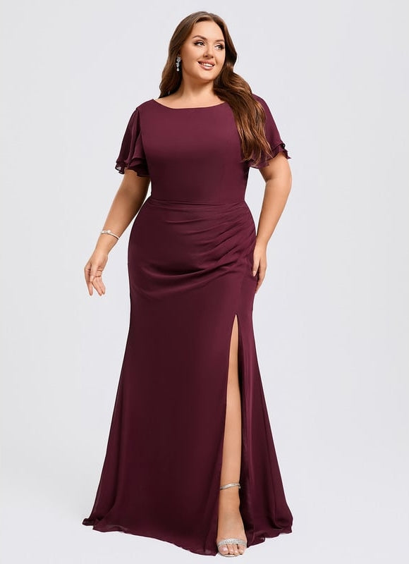Robe Trapèze Bordeaux Fluide - gallery 9