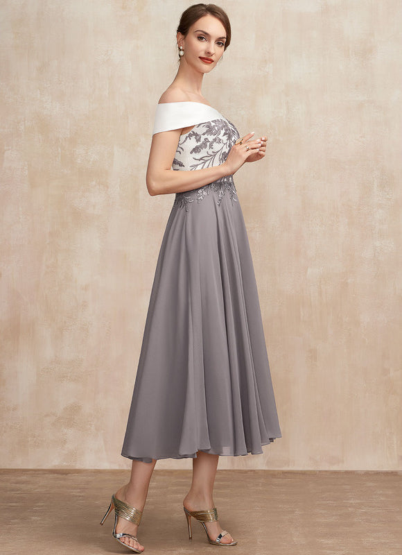 Robe Trapèze Satin Éclat Grisé - gallery 6