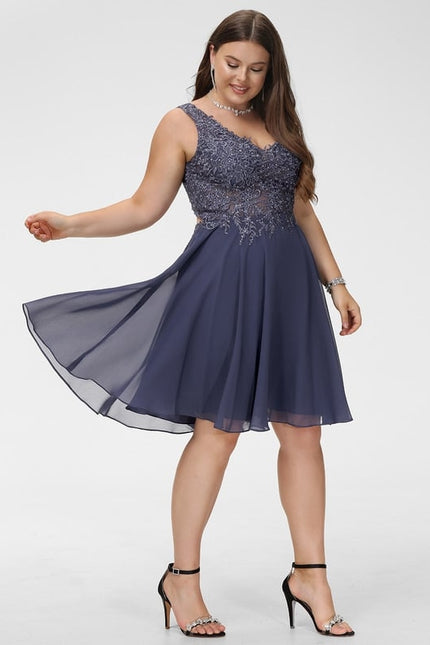 Robe Trapèze Bleu Soirée Chic - gallery 9
