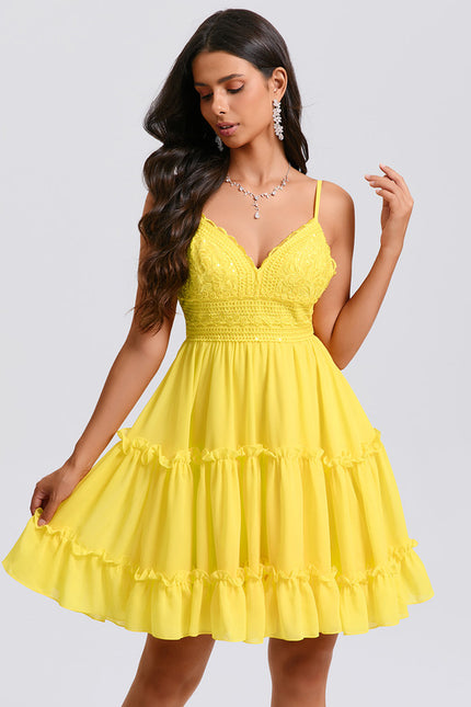 Robe Trapèze Jaune Flottante - gallery 3