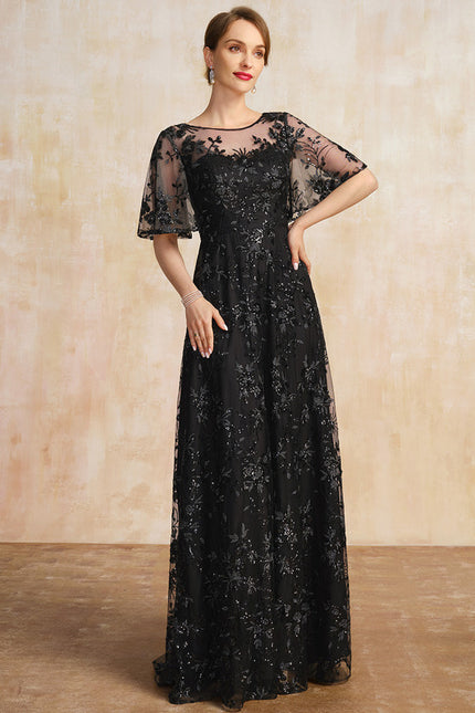 Robe Trapèze Noire Pailletée - gallery 1