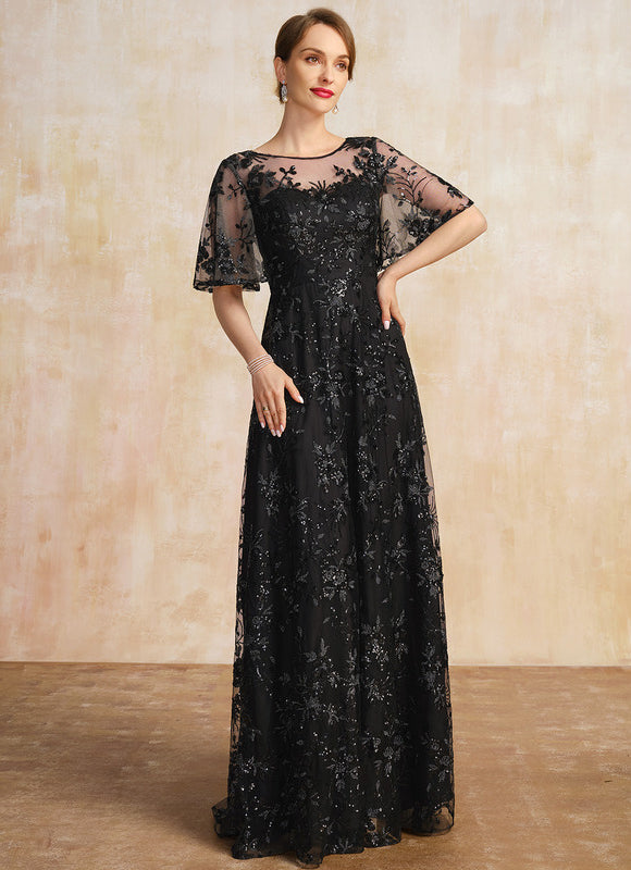 Robe Trapèze Noire Pailletée - gallery 1