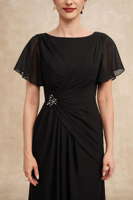 Robe Trapèze Noire Plissée Mousseline - gallery 5