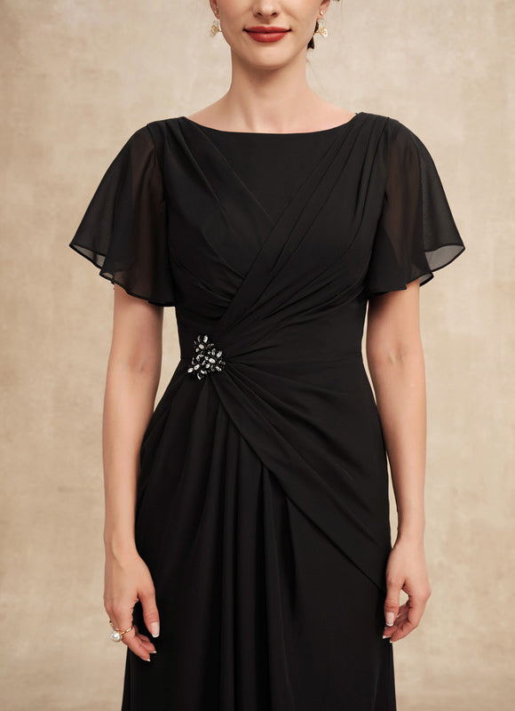 Robe Trapèze Noire Plissée Mousseline - gallery 5