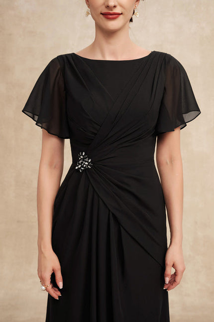 Robe Trapèze Noire Plissée Mousseline - gallery 5
