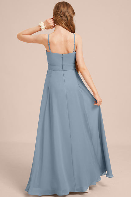 Robe Trapèze Mousseline Bleue - gallery 3