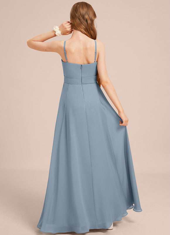 Robe Trapèze Mousseline Bleue - gallery 3