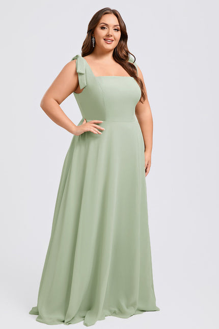 Robe Trapèze Élégante Vert Clair - gallery 7