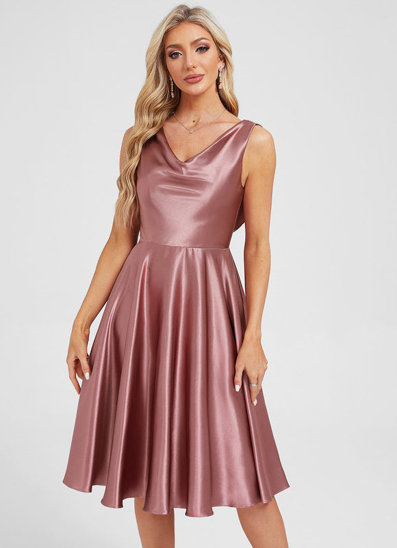 Robe Trapèze Satin Fluide Luxe - gallery 4