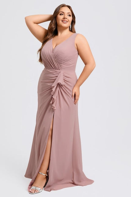 Robe Trapèze Longue Beige Élégante - gallery 5