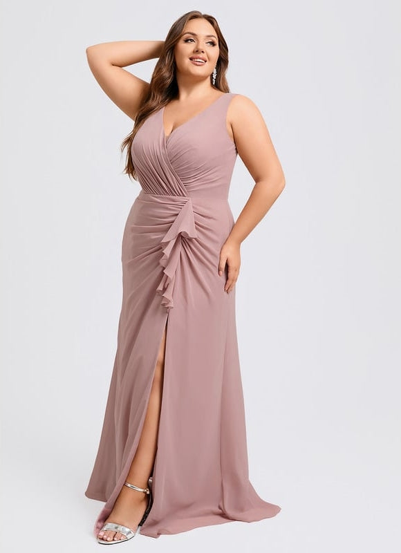 Robe Trapèze Longue Beige Élégante - gallery 5